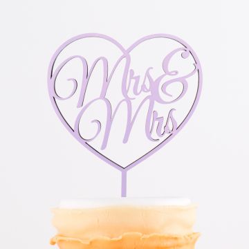 Cake Topper Mrs. & Mrs. im Herz