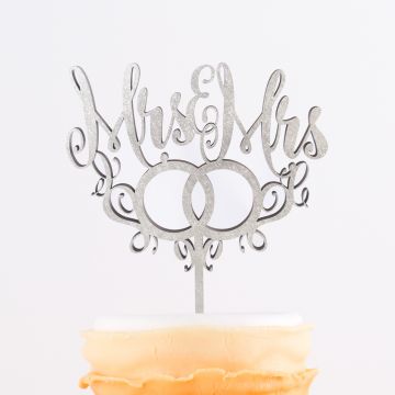 Cake Topper Mrs. & Mr.s mit Ringen 