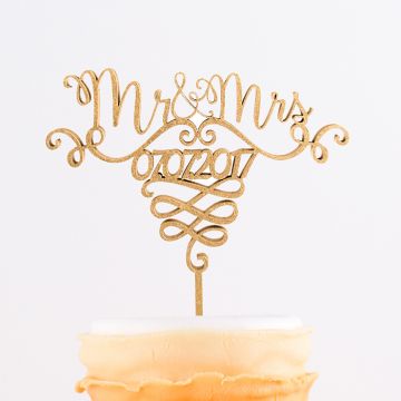 Cake Topper Mr. & Mrs. mit Eurem Datum
