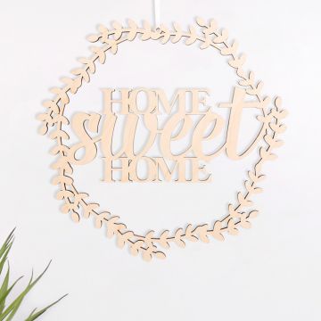 Blumenkranz "Home Sweet Home" aus Birkenholz