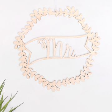 Mr Blumenkranz aus Holz zur Hochzeit