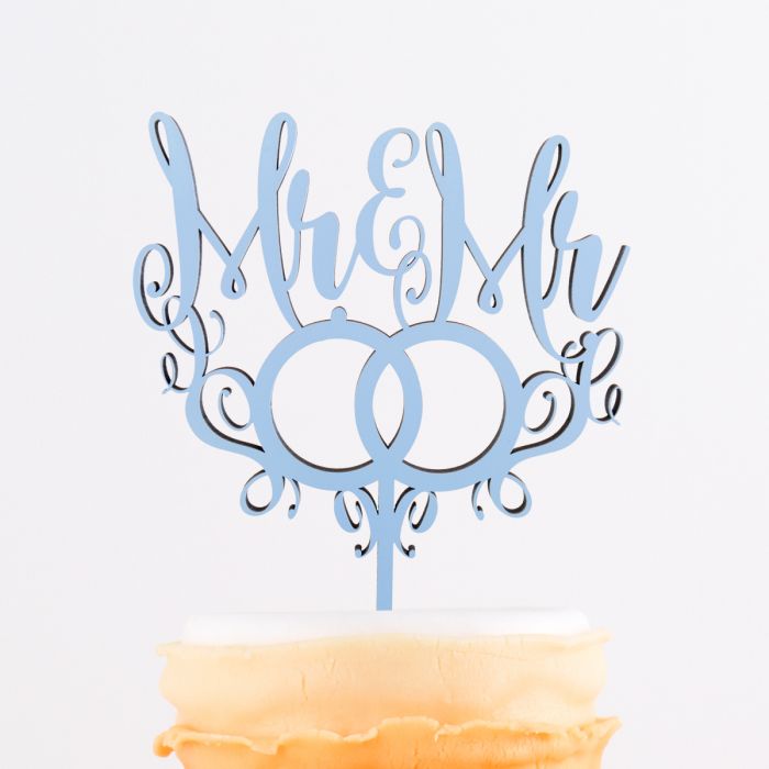 Cake Topper Mr. & Mr. mit Ringen 
