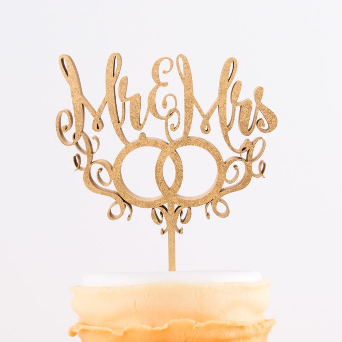 Cake Topper Mr. & Mr.s mit Ringen 