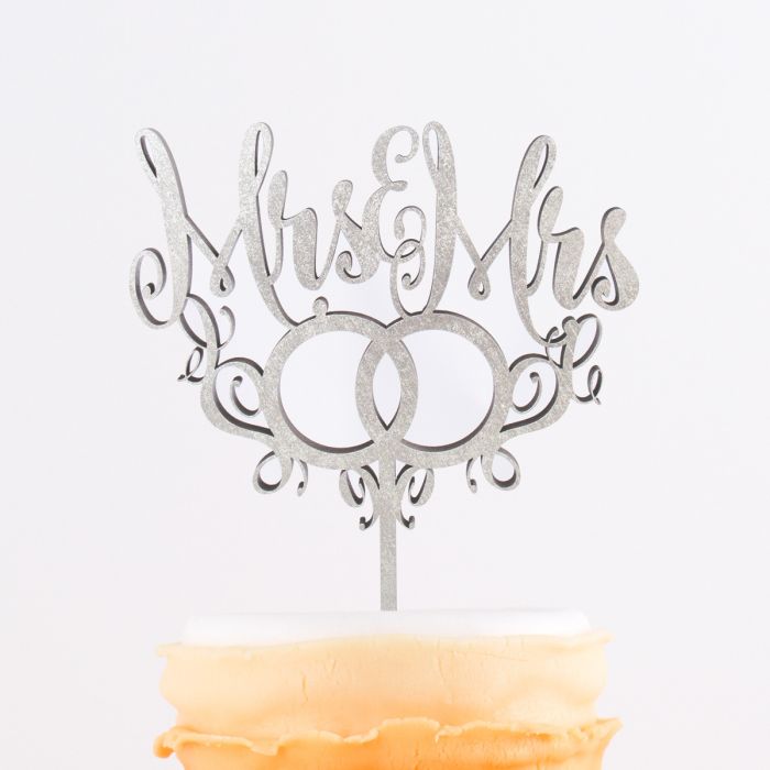 Cake Topper Mrs. & Mr.s mit Ringen 